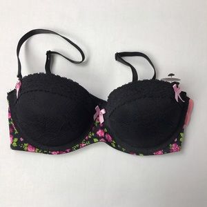 NWT 34C black & floral bra