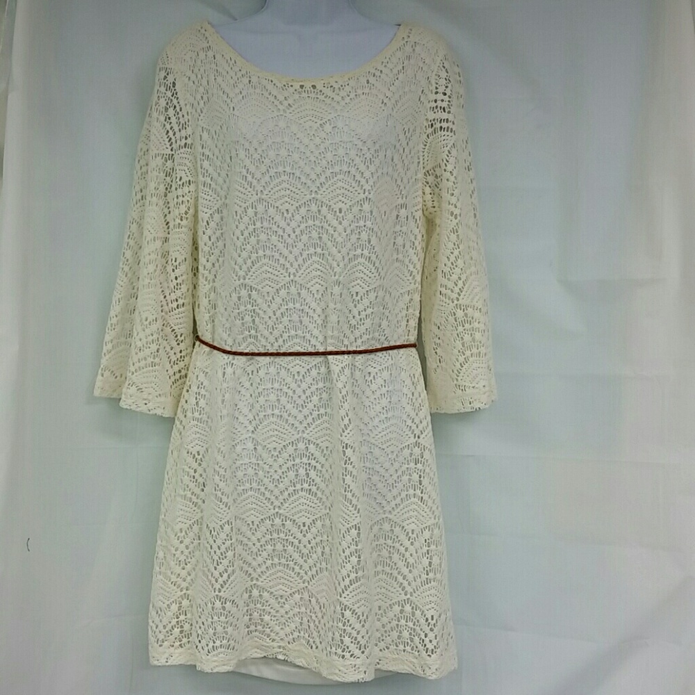 Sharagano Braided Tassel Belt Lace Size 16 Dress