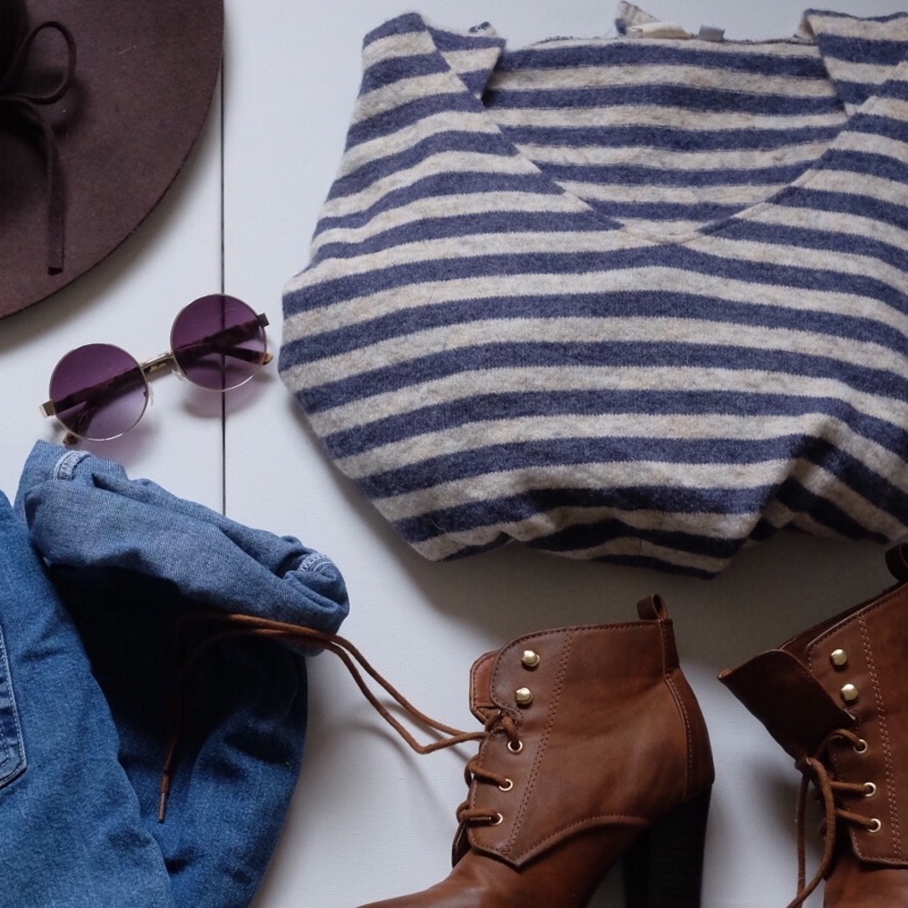 Billabong blue & white striped warm hooded poncho