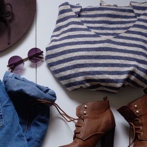 Billabong blue & white striped warm hooded poncho