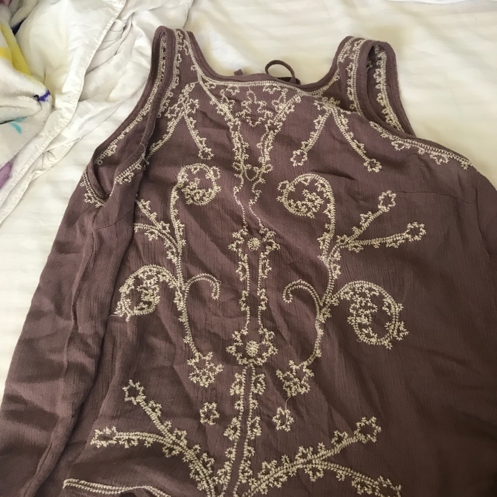 embroidered purple tank top
