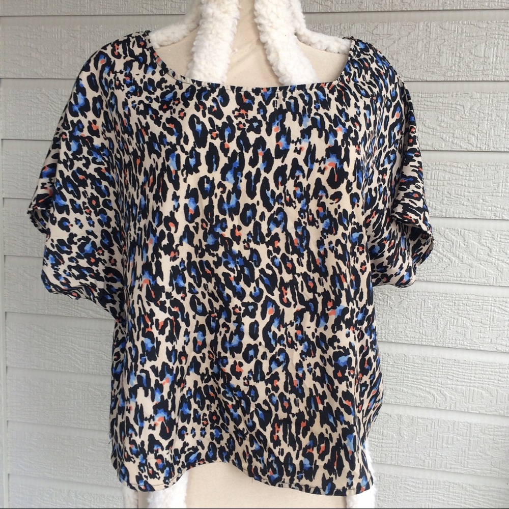 Reckless heart sheer oversize leopard print top