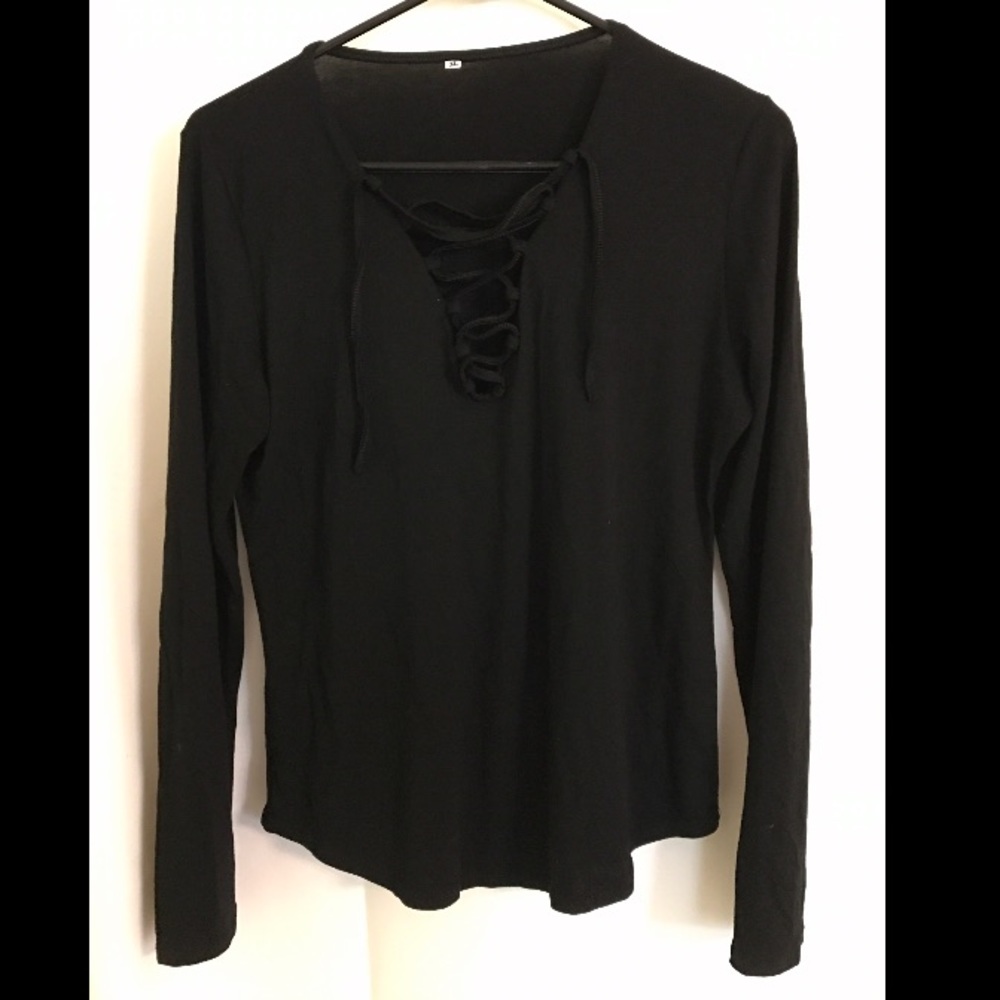 Black Lace Up Top
