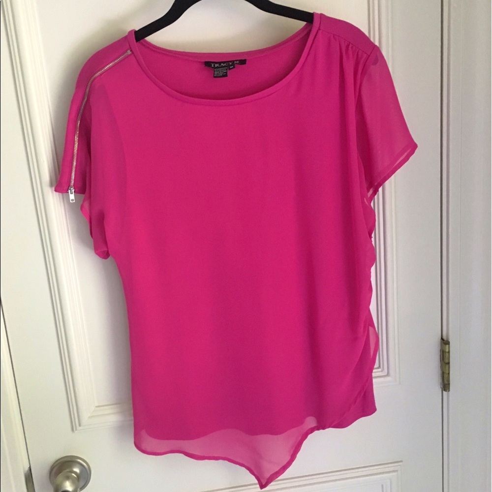 Asymmetric Bright Pink Blouse