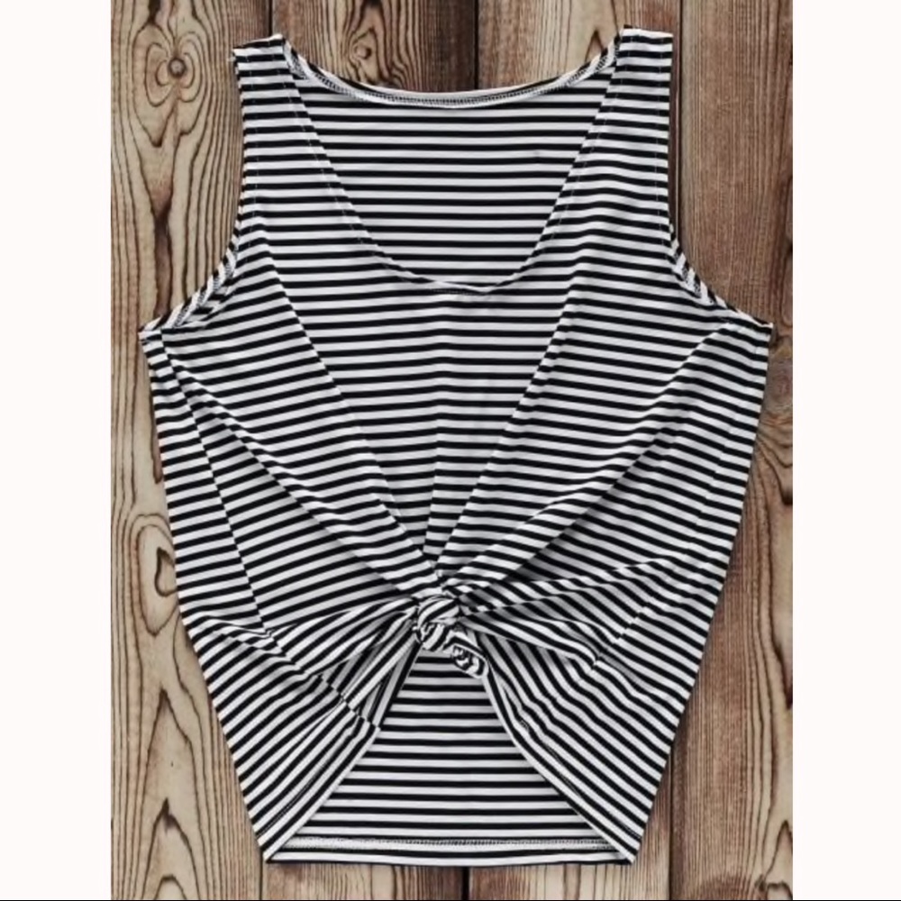 NWOT Black and White striped tank top