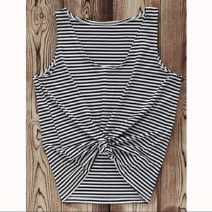 NWOT Black and White striped tank top