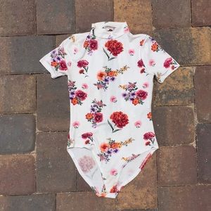 F21 Floral Cutout Bodysuit