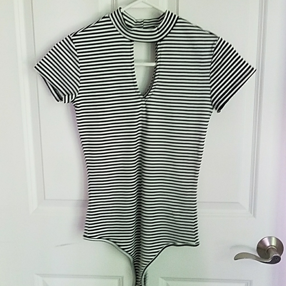 Black and white striped bodysuit
