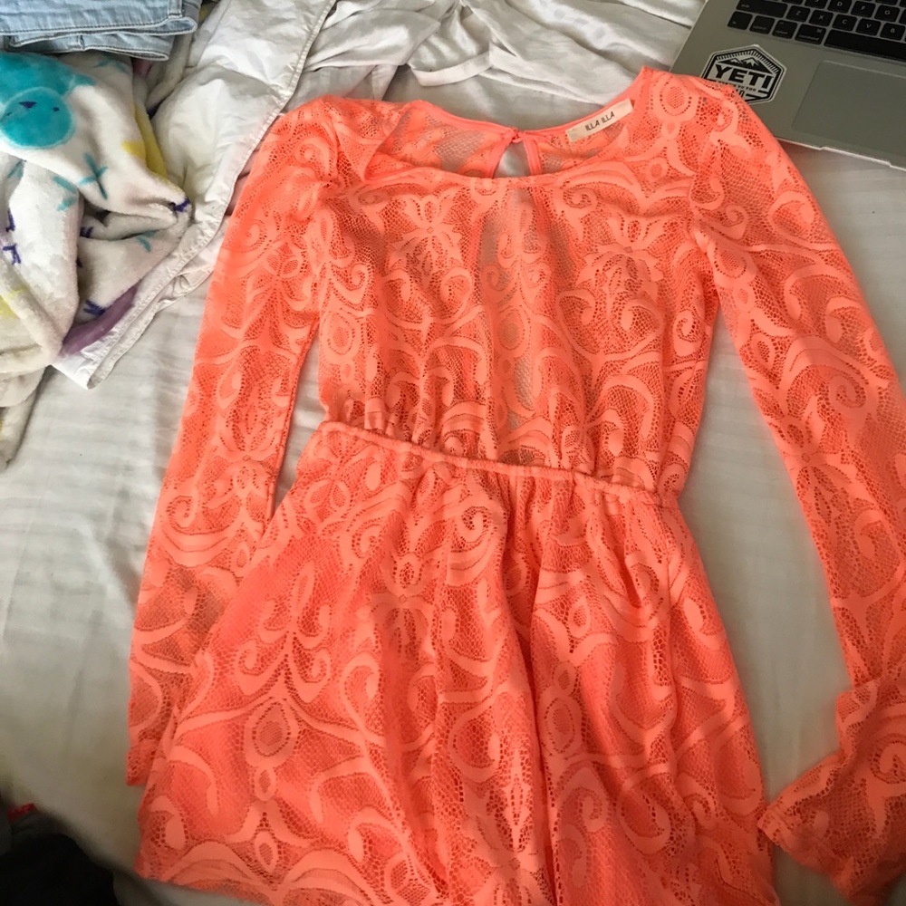 orange lace romper NEVER WORN