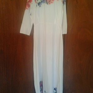 Floral and white maxi dress, abaya