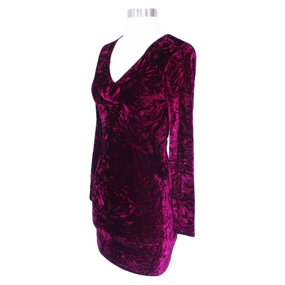 ^ Burgundy Lace Up Back Bodycon Velvet - Picture 7 of 7