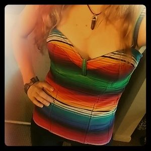 Sturdy Rainbow Zip 'corset' with black back panel