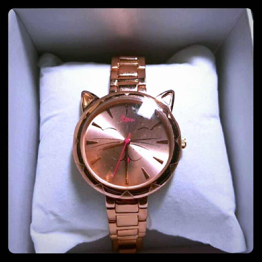 Cute Rose Gold Cat Watch