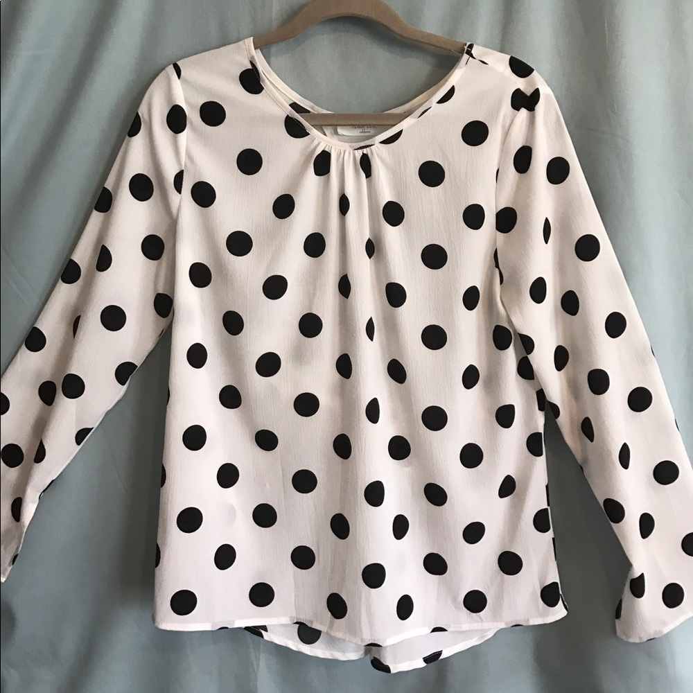 polka dot blouse with knotted open back