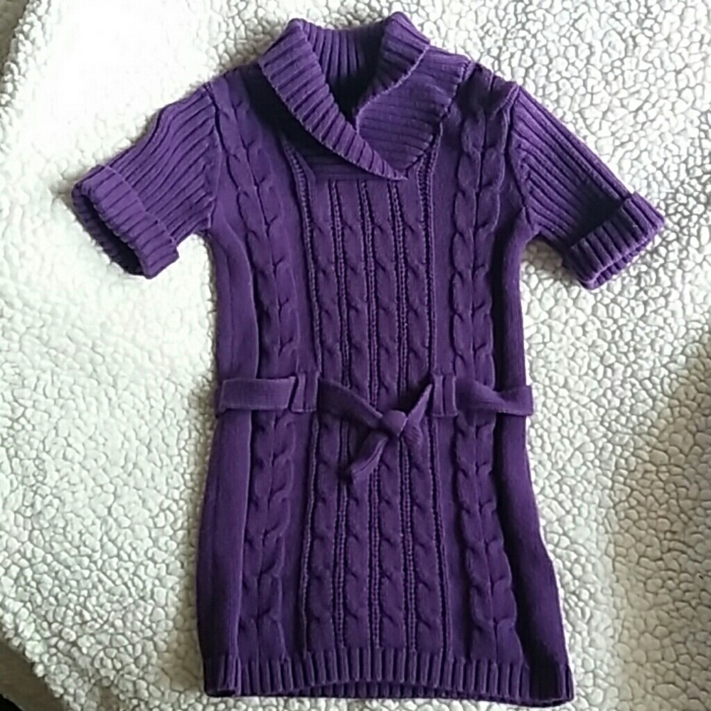 Purple sweater dress.