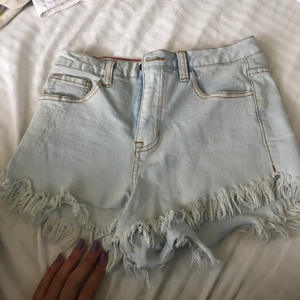 light washed denim short
