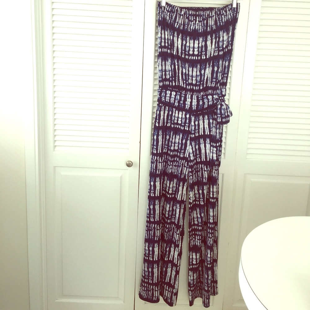 Veronica M. blue print jumpsuit - XSMALL