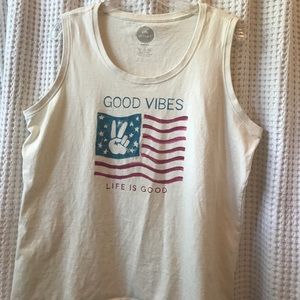 Life is GOOD VIBES Peace Patriotic Tank Top: XL