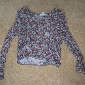 Cropped long sleeve floral shirt from pacsun