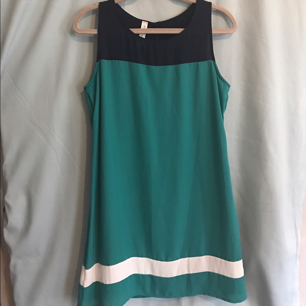 blue/green shift dress by Pink Owl