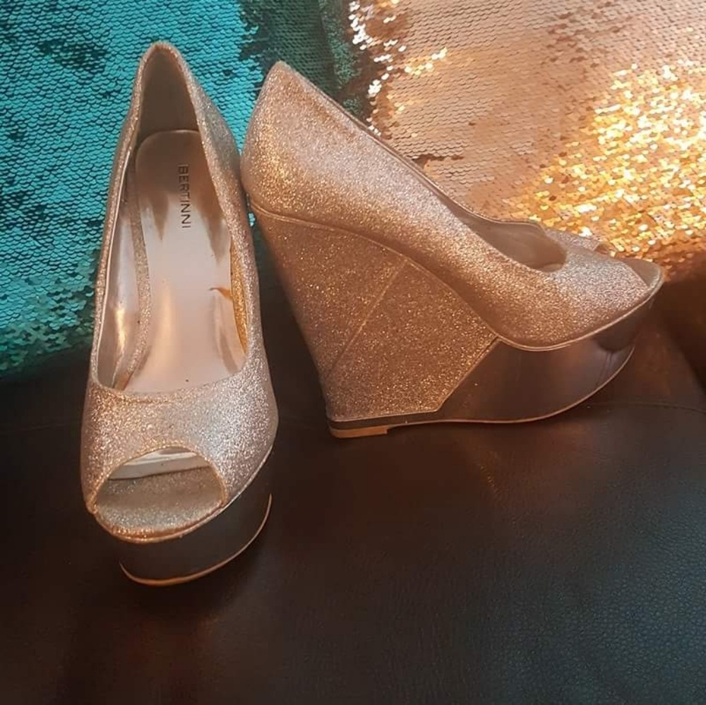 Silver glitter wedges