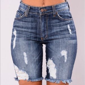 NWT Fashionova distressed denim Bermuda shorts