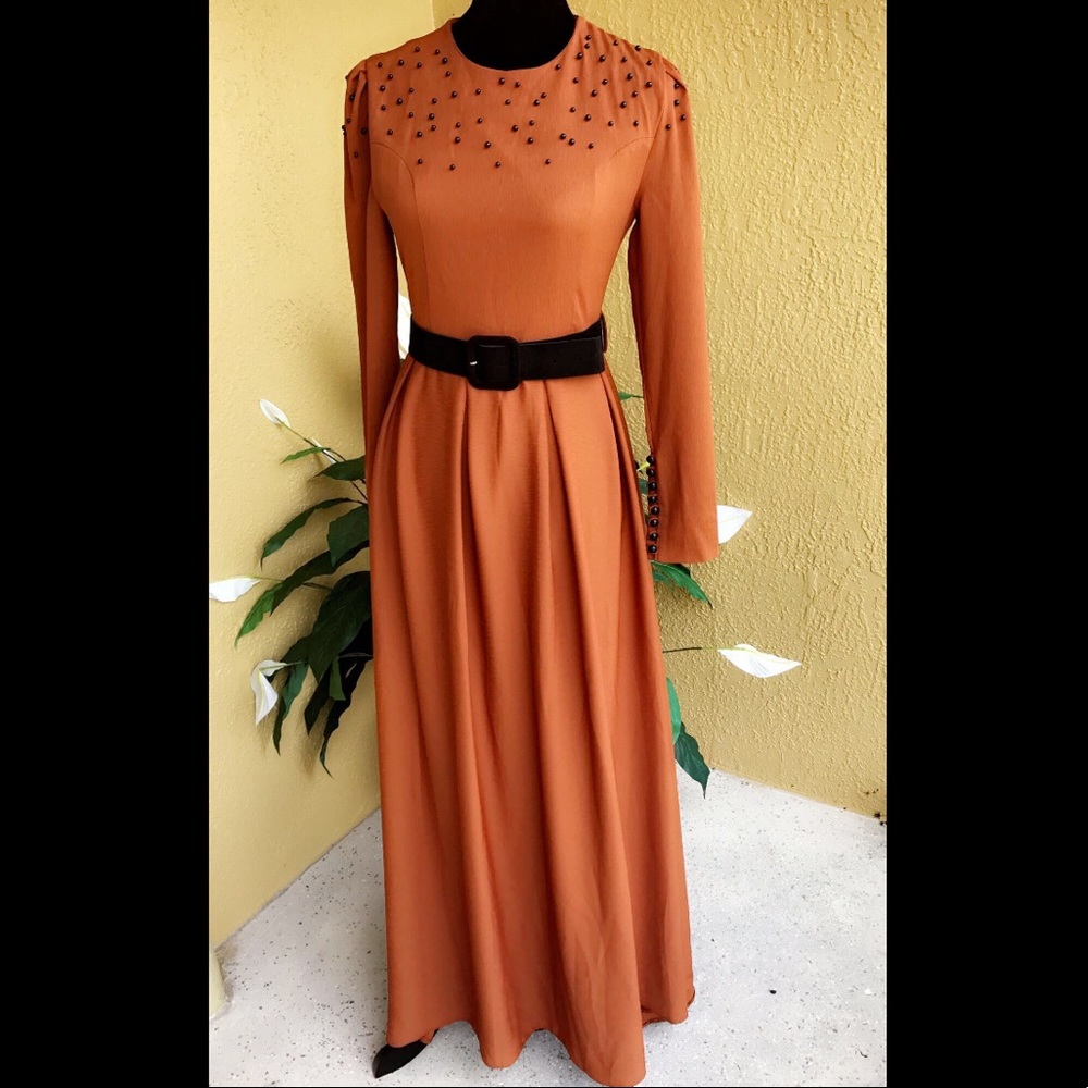Made in turkey Abaya maxi longs pearl arched dress