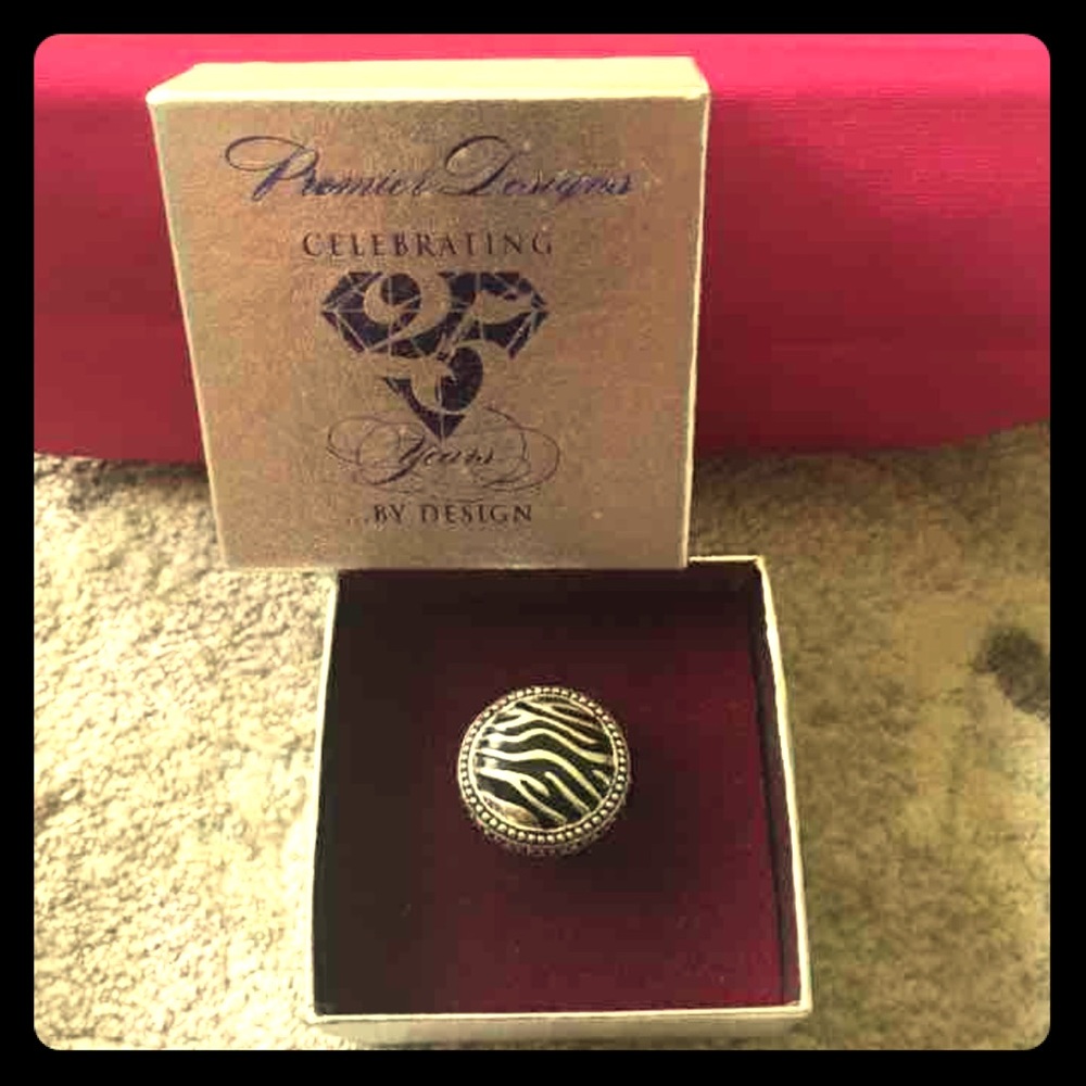 Premier Designs Black and silver statement ring.