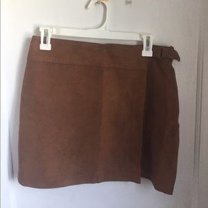 Suede brown wrap skirt