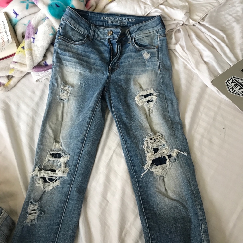 ripped cropped denim shorts