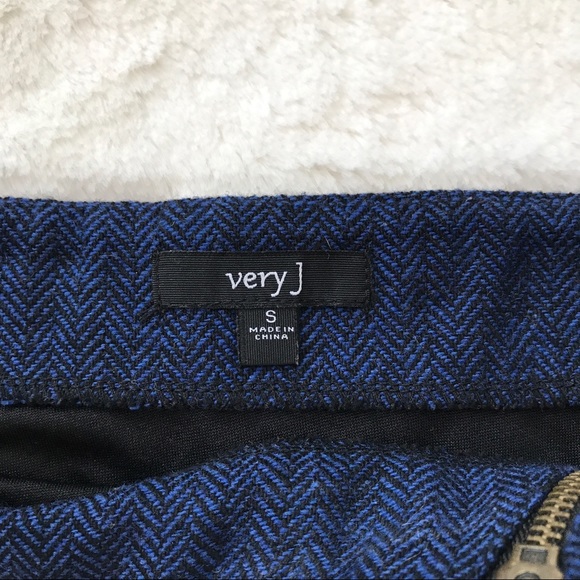 ❤️Blue tweed and faux leather tulip skirt zipper - Picture 2 of 4