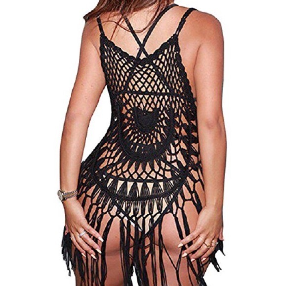 🆕 Sexy Black Crochet Swimsuit Coverup - Picture 2 of 5