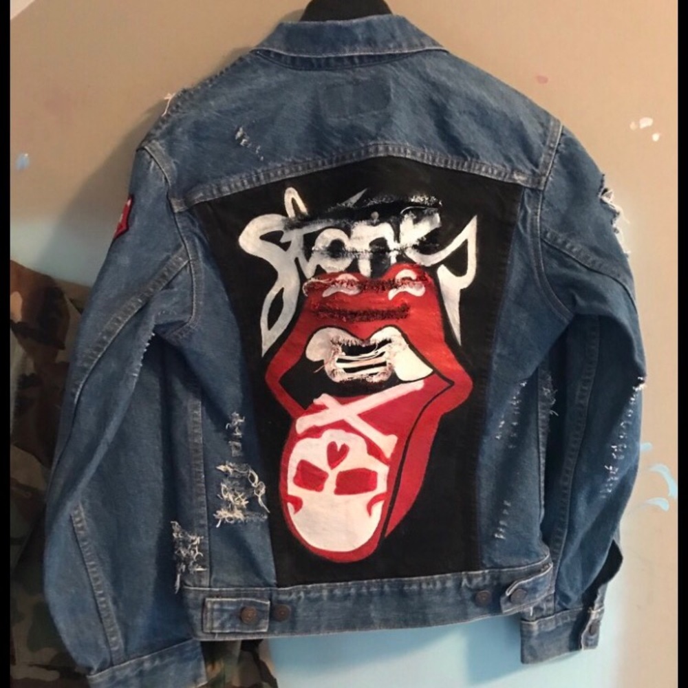 Custom hand painted Levi's Rolling Stones jacket