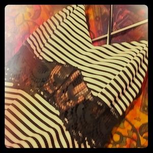 Lace Panel, Dark Navy and White Striped Dress