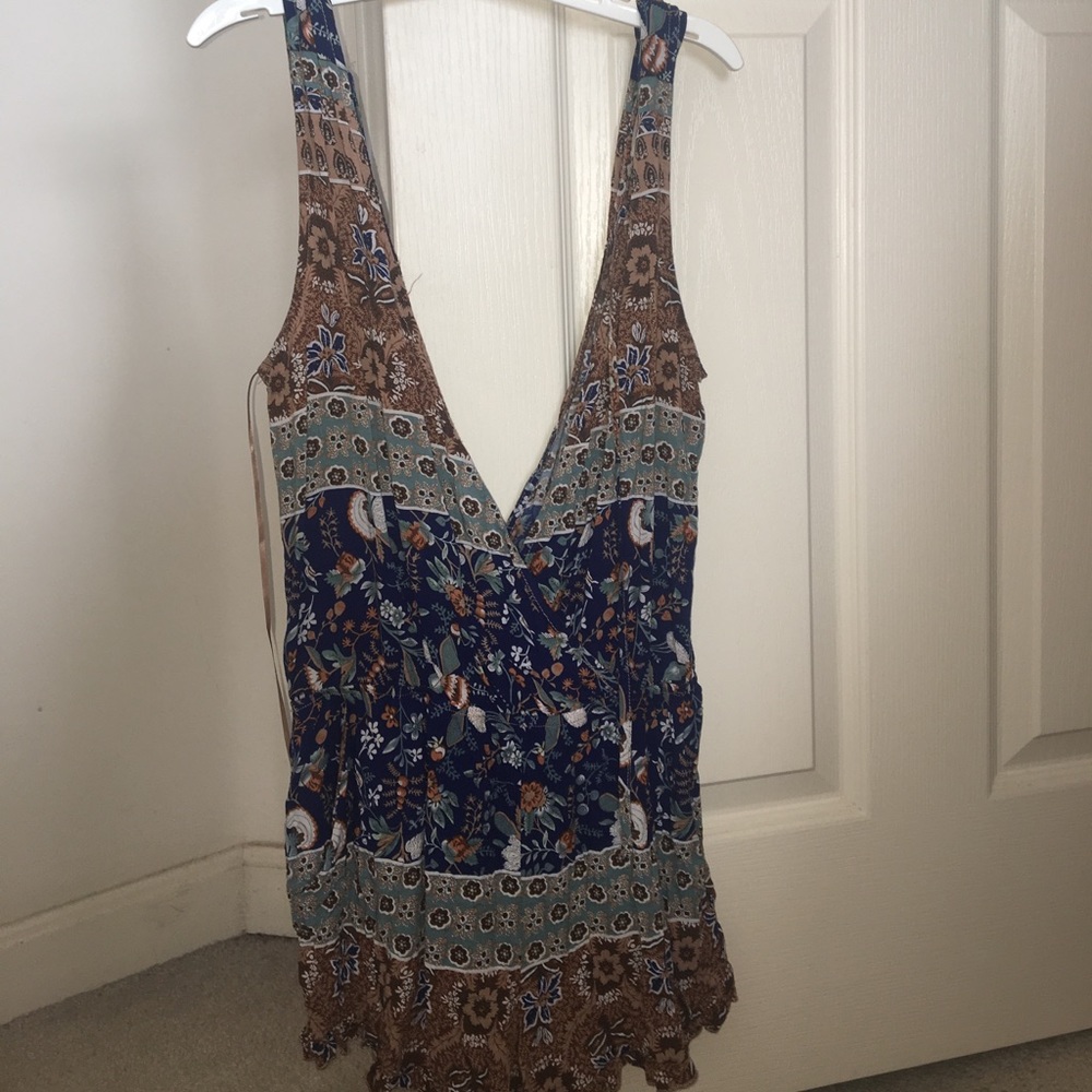 Deep V Patterned Romper