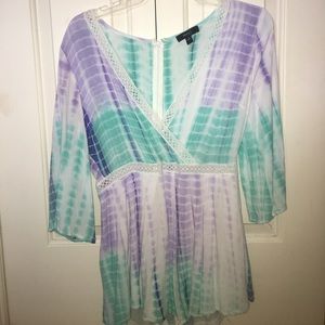 Tie Dye Light purple and blue romper