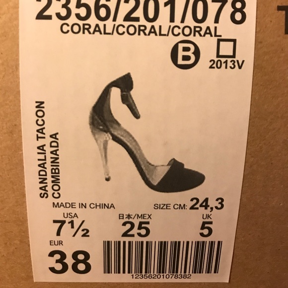 {Zara} Euro Sz 38/US 7.5 Coral/Gold Metallic Heel - Picture 8 of 8