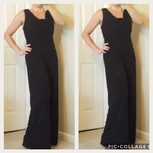 R&M Richards Sleeveless Black Pants Romper