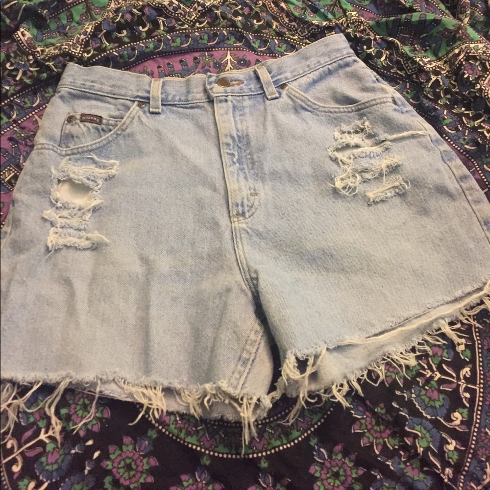 Light wash high waisted jean shorts