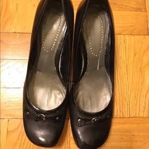 Black short heels, size 9