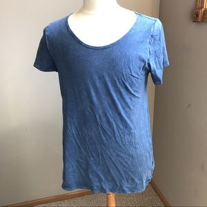 Lularoe Royal Blue Acid wash Classic Tee Large