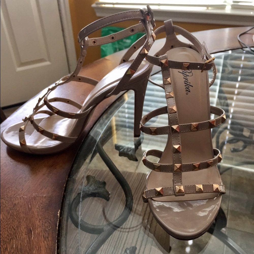 Studded nude heels
