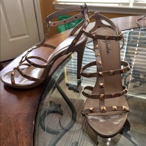 Studded nude heels