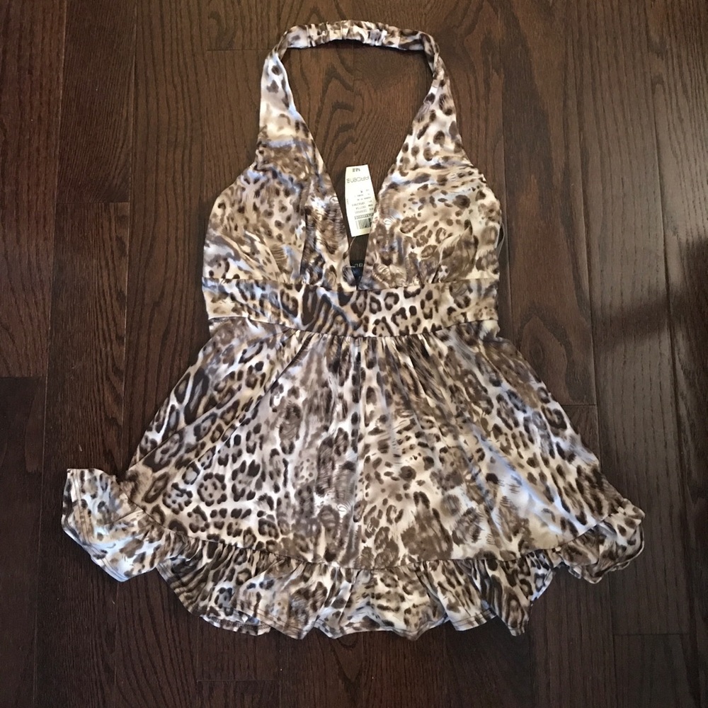 Arden B. brown and white animal print halter