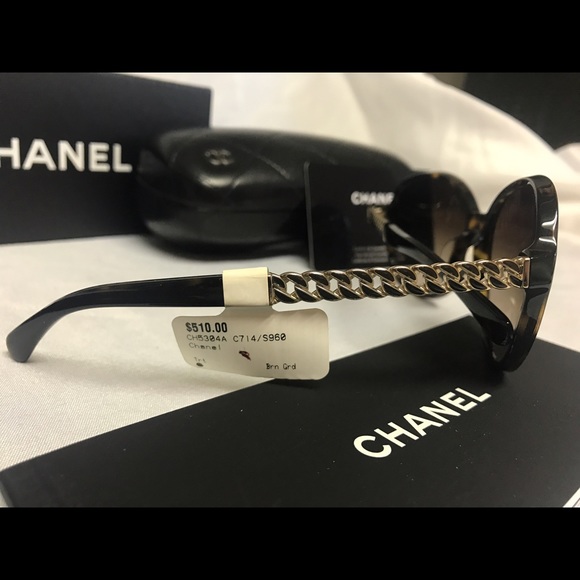 CHANEL Sunglasses women\'s black gold