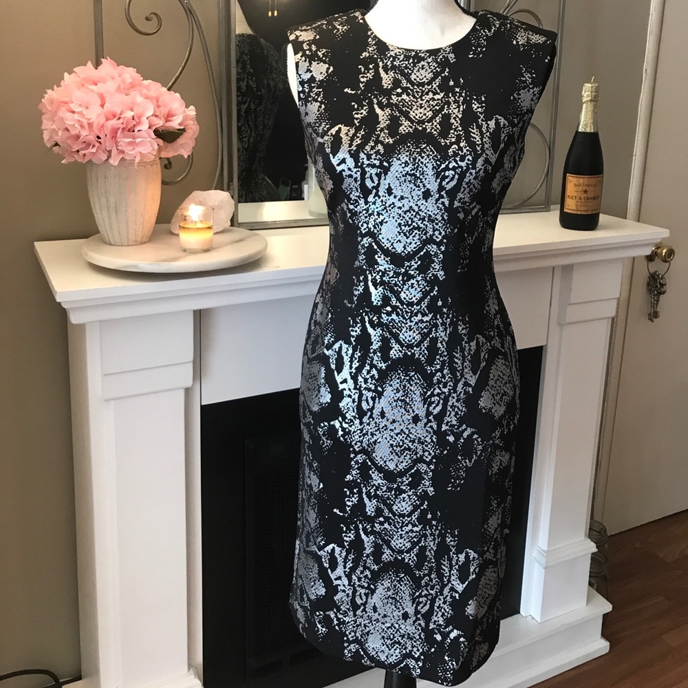 Black and silver sheath dress