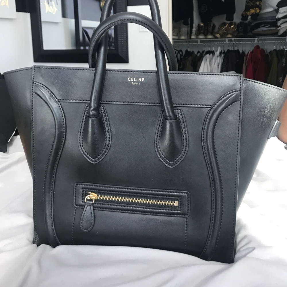 Used Black Celine Luggage Tote.