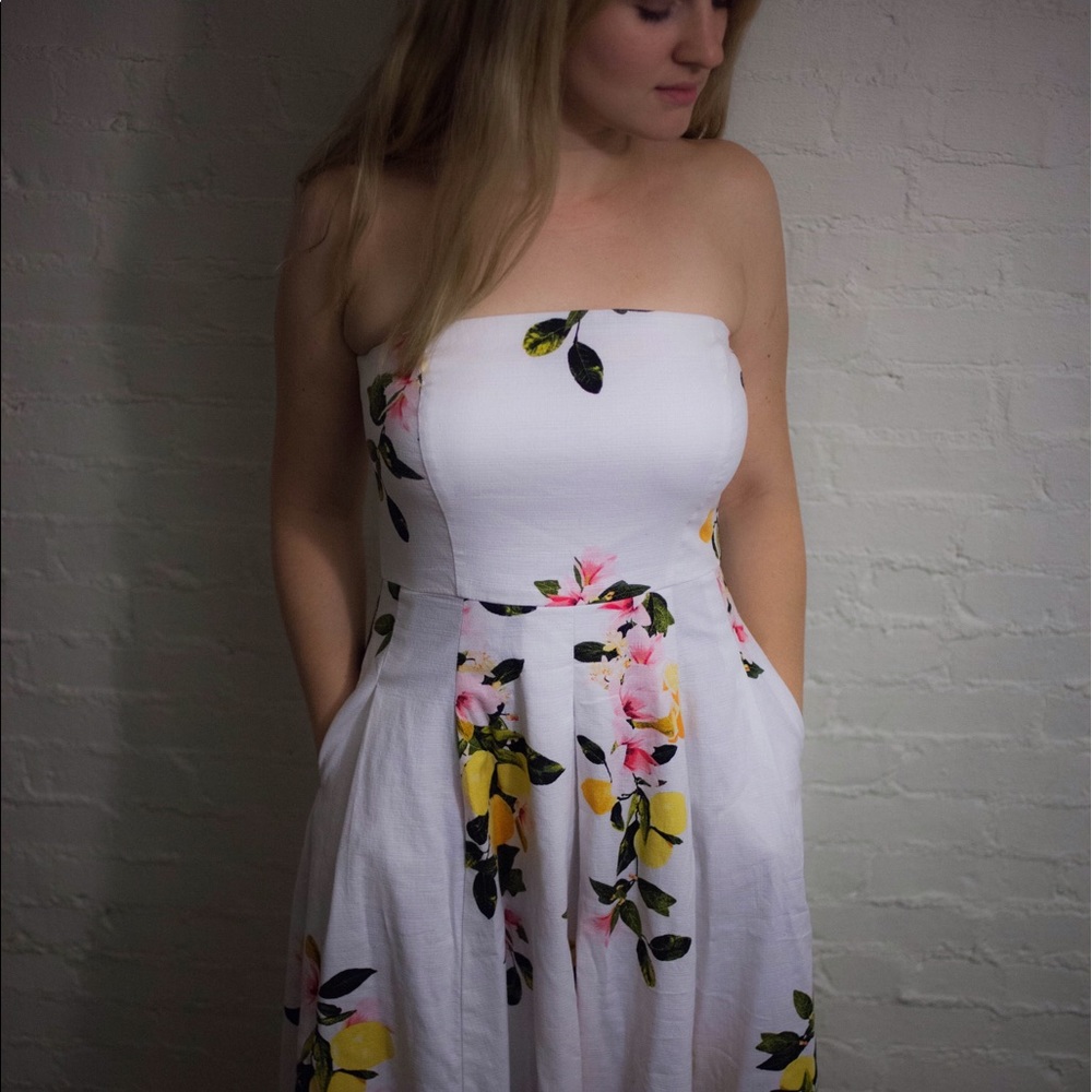 NY&Co white summer dress with flowers- worn once!