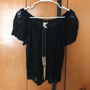Black lace crop top