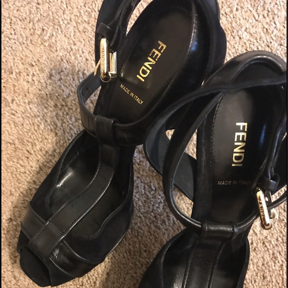 Fendi leather & suede sandals
